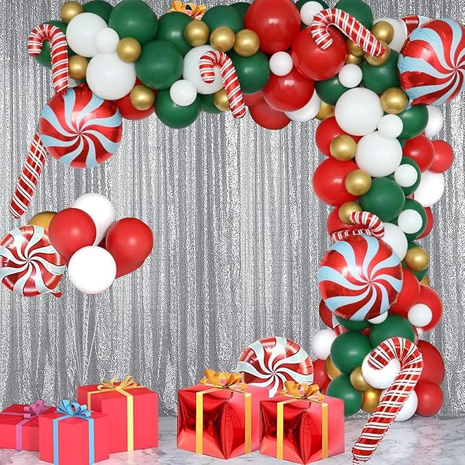Sugargirl Silver Sequin Backdrop Curtain 6 Panels 2FTx8FT Glitter Silver Background Drapes Sparkle Photography Backdrop for Party Wedding Birthday Wall Decoration