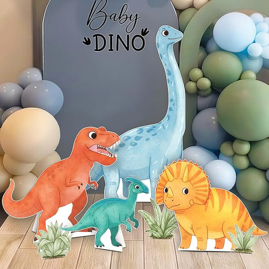 4PCS Dinosaur Birthday Party Decorations - 51.5 Inch Jungle Dinosaur Cardboard Cutouts with Stands, Dino Photo Booth Props for Birthday, Baby Shower, Jungle Safari Party Supplies