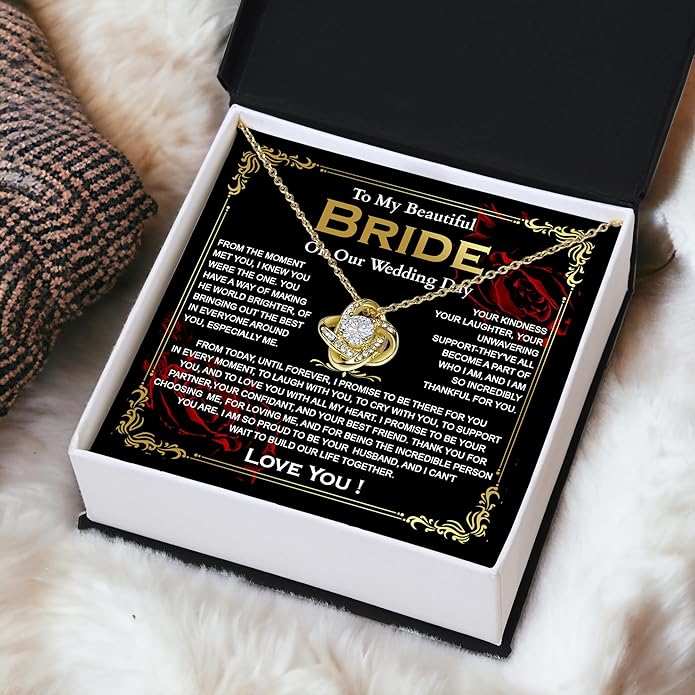 Groom To Bride Necklaces, Groom To Bride Necklace Gifts With Message Card, Groom To Bride Necklace For Wedding Day, To My Bride Necklace, Bridal Shower Necklace Gifts For Bride To Be