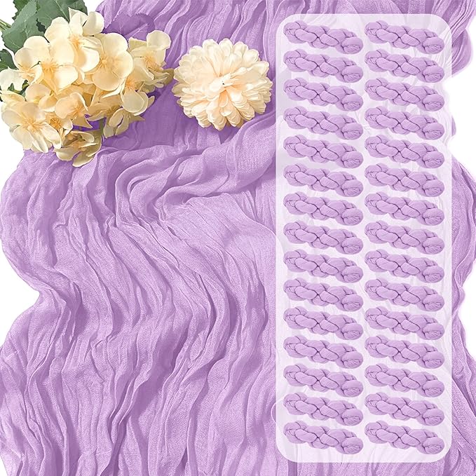 30 Pack Lavender Cheesecloth Table Runner 17 x 108 inch Cheese Cloth Table Runners 9ft Lavender Table Runner Rustic Romantic Sheer Gauze Runner for Wedding Party Baby Shower Table Decoration