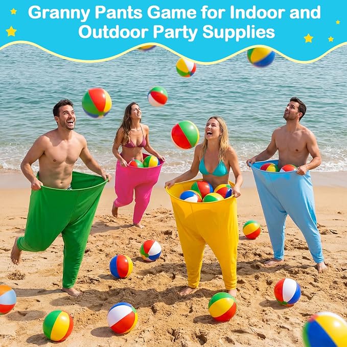 Granny Pants Yard Game Field Day Carnival Outdoor Games Combo Set with Egg Spoon Race 3 Legged Relay Race Bouncy Tossing Ball Adult for Lawn Picnic Family Reunion Team Party