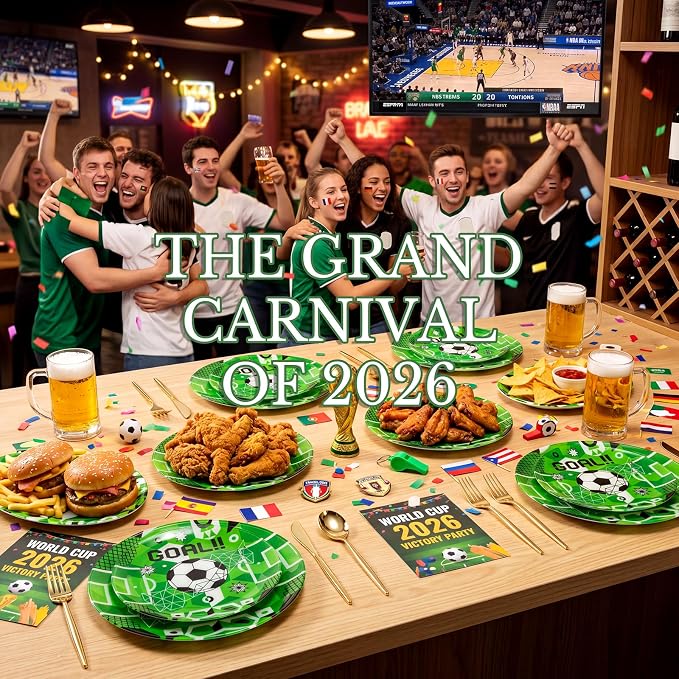 I00000 20 Pcs Plastic Soccer Plates - Green Disposable Plates,Heavy Duty Disposable Plate for Global Soccer Celebration Party Supplies include 10.25" Dinner Plate& 7.5" Dessert Plate for soccer Party