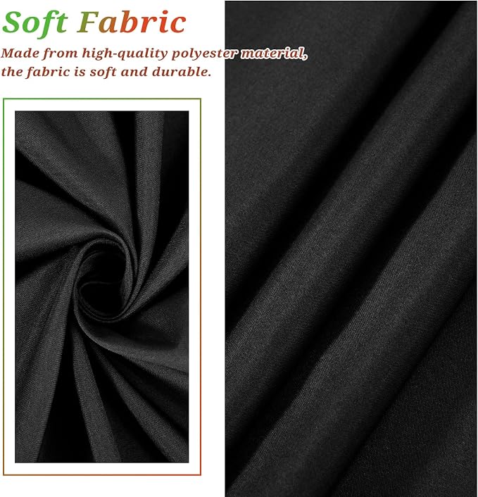 Teruntrue 12 Packs Square Tablecloth 52 x 52 Inch Black Square Table Cloth, Washable Polyester Fabric for Wedding Parties Banquet Holiday Dinner Table Decorative, Black