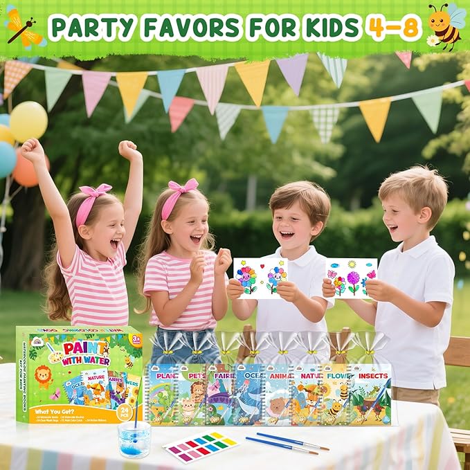 ZMLM 24 Water Coloring Books for Kids Party Favors - Bulk Mini Coloring Books for Kids Ages 4-8,Small Birthday Goodie Bag Stuffers School Teacher Return Gift Art Crafts Classroom Prizes (Nature)