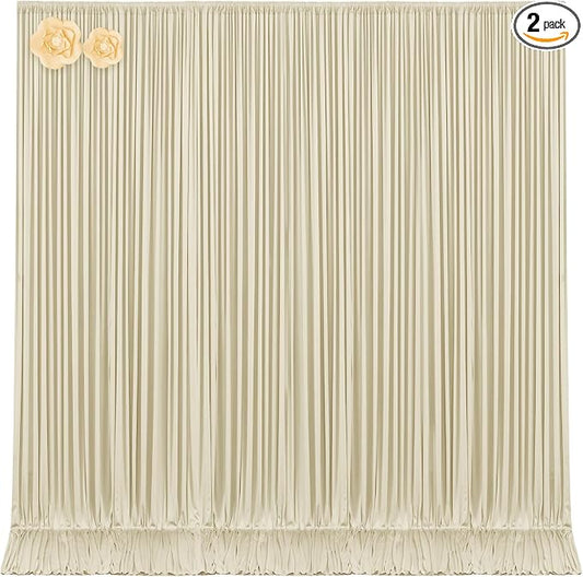 10x12 Backdrop Curtains for Wedding Party Wrinkle Free Beige Backdrops Curtain Drapes Fabric Decorations Photo Back Drop Cloth for Baby Shower Photography Stage Reception 5ft x 12ft,2 Panels
