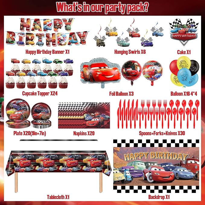 123 PCS Birthday Decorations Set with Banner, Balloons, Tablecloth, Paper Tableware, Hanging Swirl,Backdrop for Adult Celebration Theme Supplies