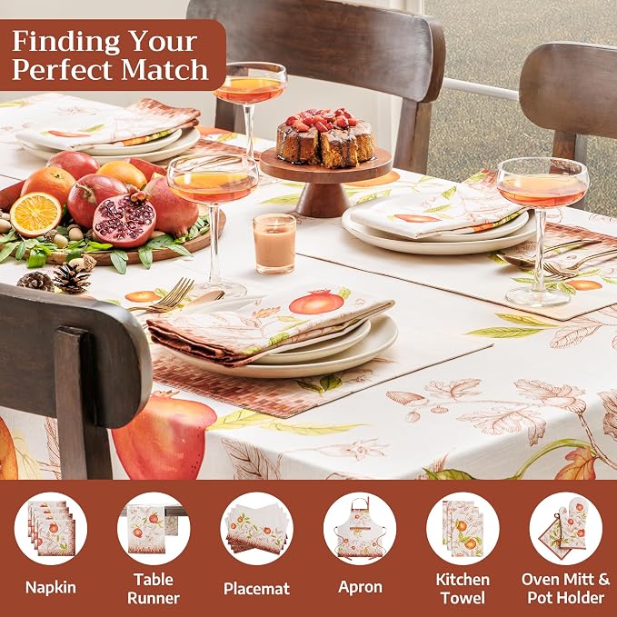 Maison d'Hermine Table Cloth Rectangle Table 100% Cotton 70 x 140 Inches Tablecloth Reusable Decorative Everyday Use for Dining Room, Farmhouse, Home, Party, Festive & Wedding - Vintage Harvest