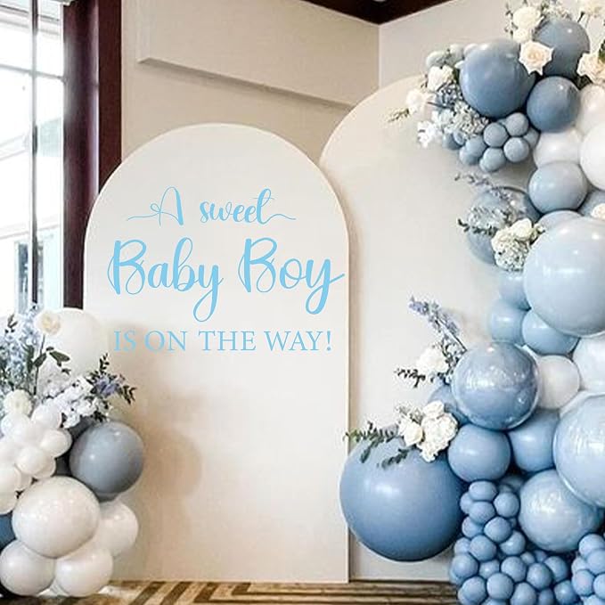 Sweet Baby Boy Sign Decal for Baby Shower Decorations | Gender Reveal Sign Decal, Baby Shower Party Decal Sign for Party, Balloon Arch, Backdrop, Room...