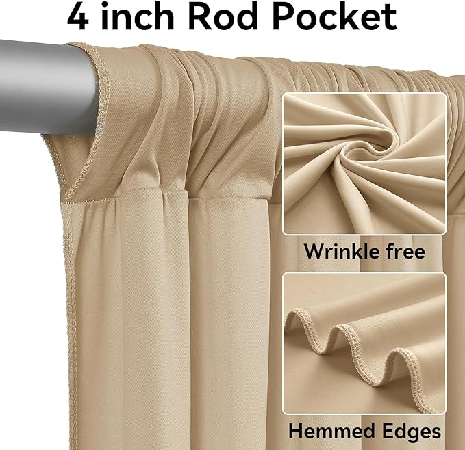 40ftx12ft Champagne Backdrop Curtains for Parties, Wrinkle Free Polyester Photo Backdrop Drapes 12 ft Long Back Drop Cloth for Wedding Birthday Photography Background Party