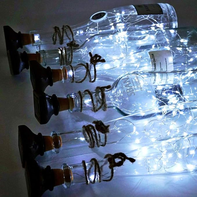 YJFWAL Upgraded 12 Pack Solar Wine Bottle Lights, 20 LEDs Waterproof Copper Light, Bottle Light Fairy Cork String Lights for Yard Patio Decor, DIY Birthday Gift for Mom Grandma Girlfriend(Cool White)