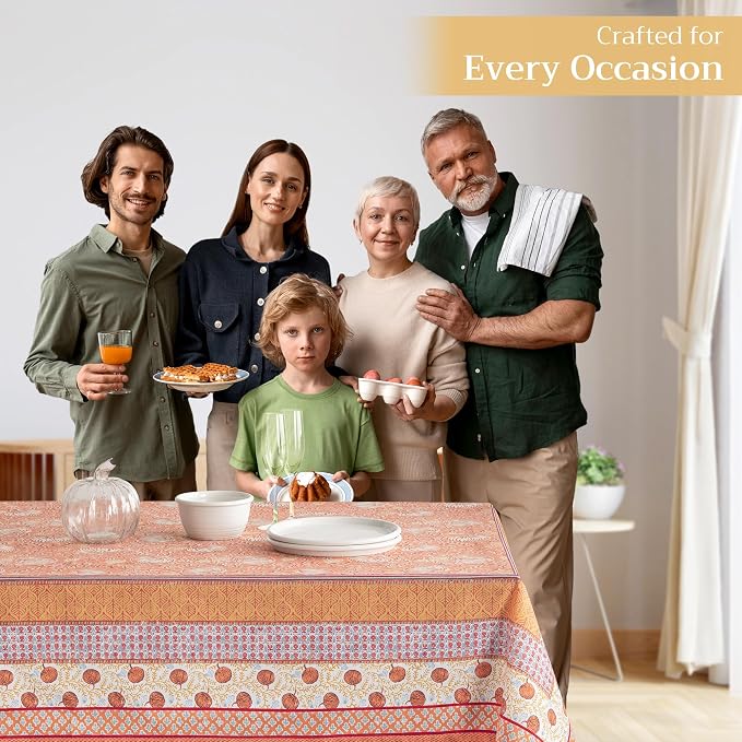 Maison d' Hermine Table Cloth Rectangle Table 100% Cotton 70 x 140 Inches Fall Tablecloth Reusable Everyday Use for Thanksgiving Christmas Decorations Dining Farmhouse Party (Harvest Festival)