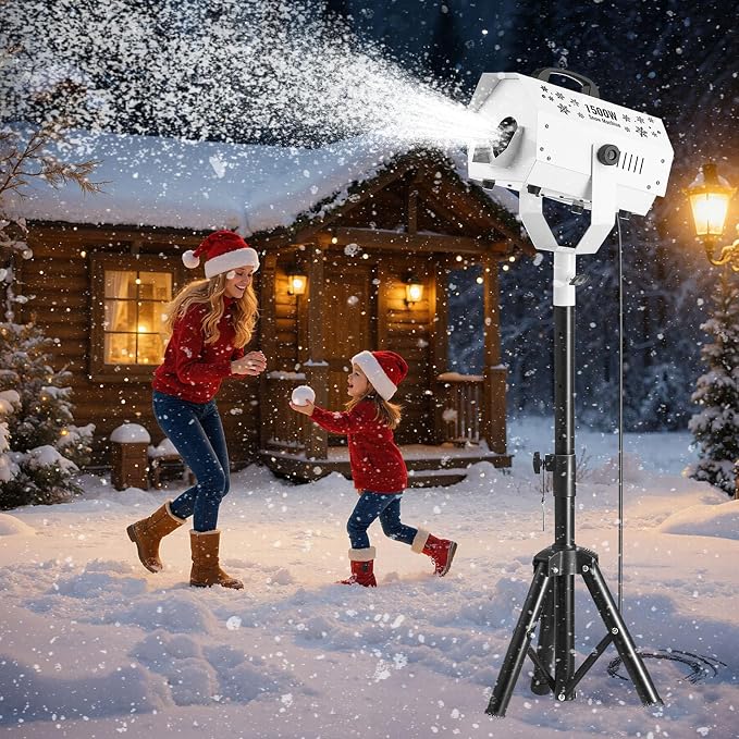 VEVOR Snow Machine, 1500W Snow Maker Machine with Height Adjustable Stand and Wireless Remote Control, High Output Portable Snowmaking Machines for Outdoor Christmas Parties Wedding Stage Effect