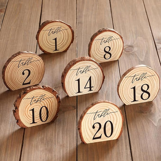 Novabright 21 Pcs Wooden Wedding Table Numbers 1-20, Wooden Restaurant Table Numbers Centerpieces Decoration for Weddings, Reception, Special Events, and Restaurant Use