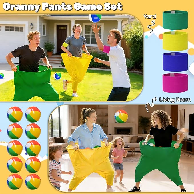 Granny Pants Yard Game Set, Granny Pants Party Outdoor Game with Bouncy Balls and Pump, Outdoor Tossing Games for Adults,Family Reunion Backyard Field Games Set