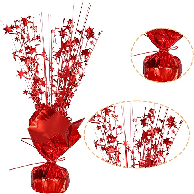 Gyufise 6 Pack Metallic Foil Spray Centerpiece Star Table Decoration Burst Table Centerpieces Table Decor for Birthday Wedding Anniversary Graduation Holiday Party Supplies Red