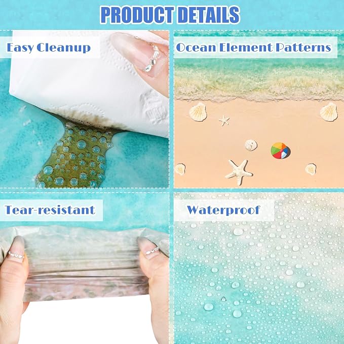 Kochorie 100 Ft x 54 Inch Summer Beach Tablecloth Roll with Cutter Box Beach Themed Party Tablecover Disposable Beach Ball Plastic Tablecloth Ocean Backdrop for Summer Pool Birthday Party Supply