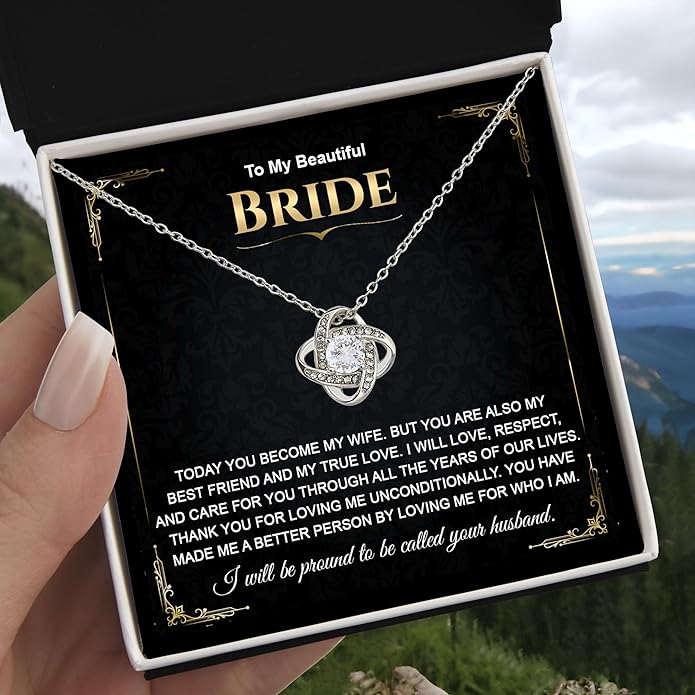 Groom To Bride Necklaces, Groom To Bride Necklace Gifts With Message Card, Groom To Bride Necklace For Wedding Day, To My Bride Necklace, Bridal Shower Necklace Gifts For Bride To Be