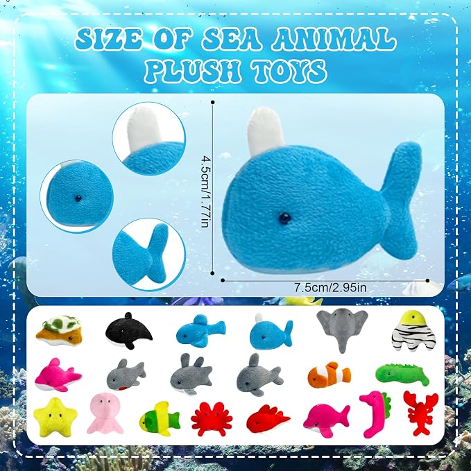 61 Pcs Adopt a Pet Ocean Animal Party Favors Include 20 Mini Plush Ocean Animal 20 Foldable Boxes 20 Adopt Animal Cards 1 Adopt Sign for Adopt a Pet Party(61 Pcs Ocean)