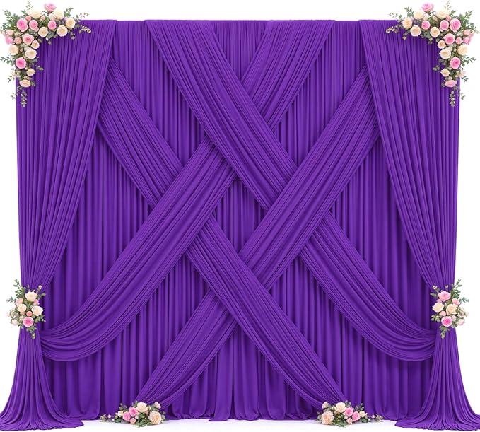 20ft x 10ft Purple Backdrop Curtain for Parties Purple Wrinkle Free Backdrop Drapes Panels for Wedding Mermaid Birthday Party Baby Shower Photo Photography Polyester Fabric Background Decoration