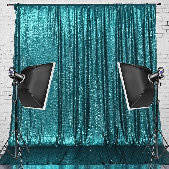 Eternal Beauty Teal Sequin Backdrop, 20x10 Ft Glitter Background Curtains for Shimmer Photography Party Wedding Birthday Back Drop Decor