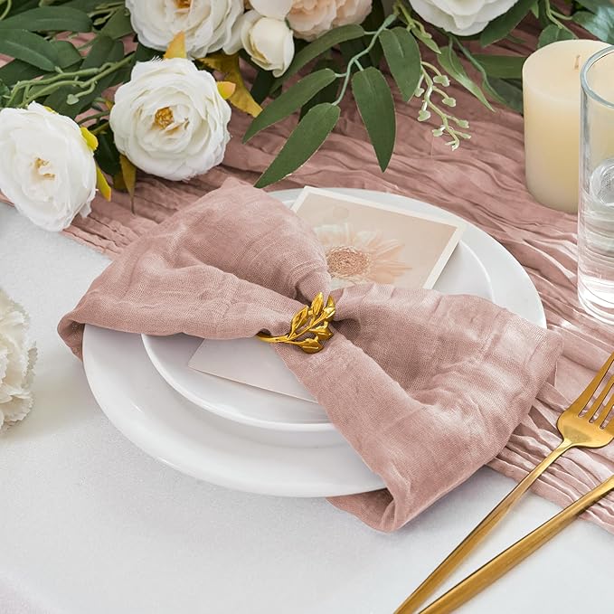 50 Pack Cheesecloth Napkins 20"x20" Dusty Pink Boho Gauze Cheese Cloth Napkins Bulk Rustic Dinner Table Decor for Wedding Bridal Baby Shower Party