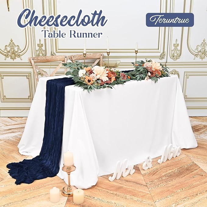 20 Pack Navy Blue Table Runner 10FT Long Cheesecloth Table Runner Cheese Cloth Gauze for Wedding Party Birthday Decoration-Navy Blue
