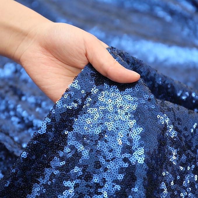 Poise3EHome Navy Blue Sequin Tablecloth 60×120 Inch Rectangle Sparkly Fabric Table Cover Overlay for Birthday Wedding Party Christmas Holiday Baby Shower Decoration
