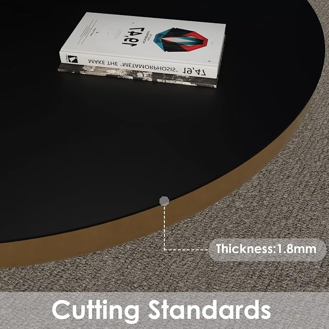 Round Table Pad,1.8mm Thick,Dia.43 Inch,Round Leather Table Cover,Round Table Protector,Round Dining Table Protector,Round Table Top Protector.(Dia.43,Black+Black)