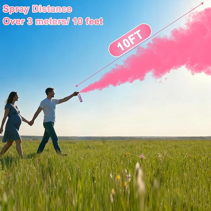 4 Pack Gender Reveal Smoke Bombs, Powder Spray Pink Color Blasters for Baby Girl Reveal Party Baby Shower Decorations Outdoor Reveal Cannon, Long Lasting 14s Thick Smoke for Photos & Videos