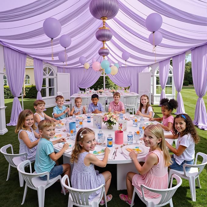 10ftx40ft Taro Purple Ceiling Curtain for Wedding Parties – 2 Panels Wrinkle-Free 40 FT Long Tent Draping Curtains for Wedding, Birthday & Theme Parties, 40ft Height with Rod Pocket