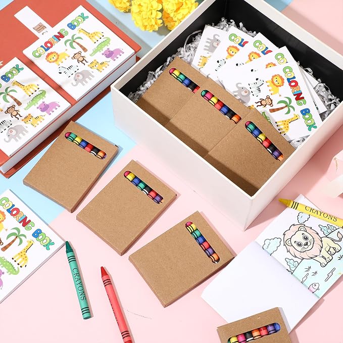 270 Pcs Zoo Animals Mini Coloring Books Welcome Back to School Gifts for Students with Crayons Bulk, Jungle Safari Coloring Books Party Favor Goodie Bag Gift Stuffer Gift Activities DIY Craft