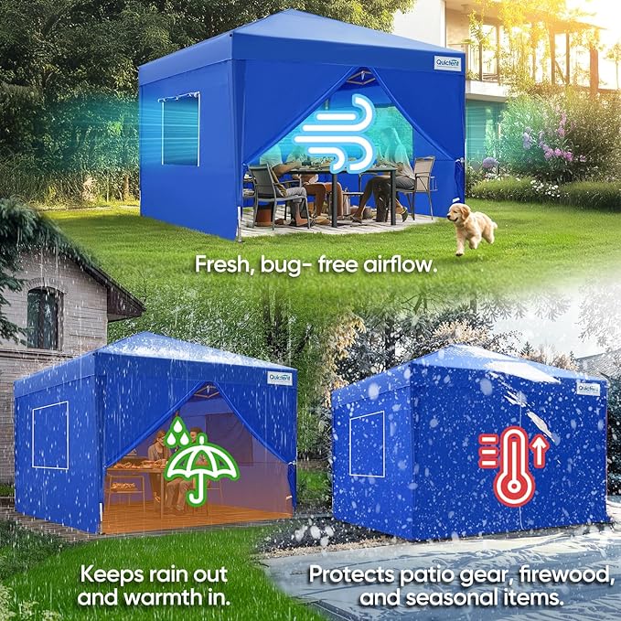 Quictent Privacy 8x8 Pop up Canopy Tent with Sidewalls and Roll-up Ventilated Windows, One Person Easy Setup, Outdoor Commercial Gazebo Shelter Enclosed Waterproof, Bonus 4 Sandbags
