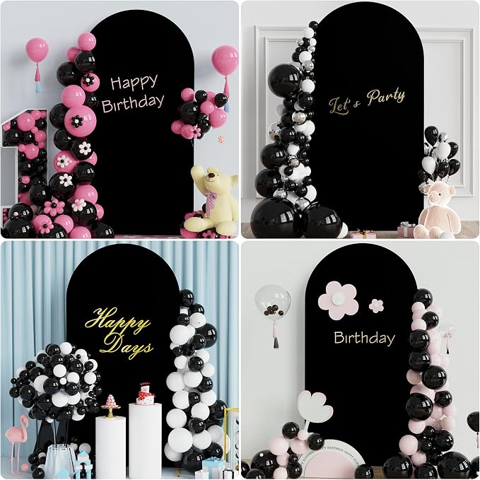 Putros Arch Backdrop Stand and Cover Set, 6.6ft, Gold Arch Stand with Black Cover, Metal Arched Background Frame for Wedding, Birthday Party, Baby Shower, Photography Decoration