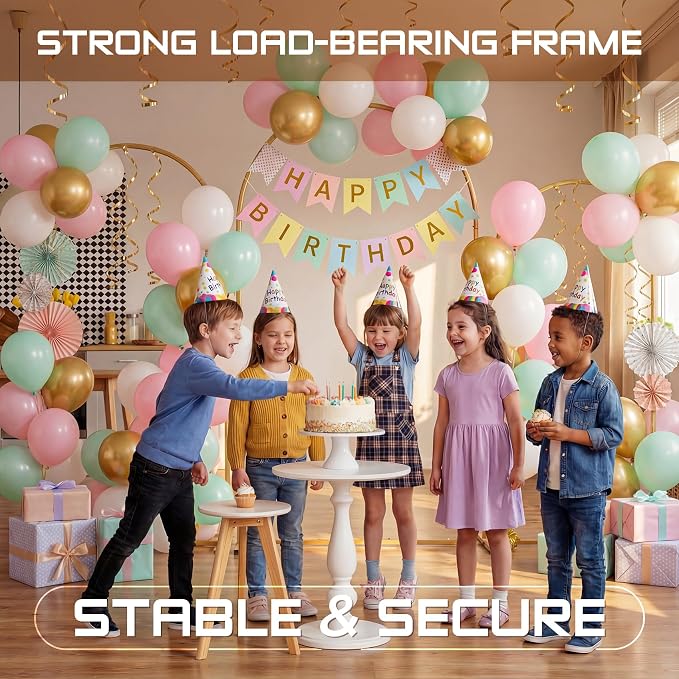 Toolterritary Wedding Arch Backdrop Stand 7.2FT, 6.6FT, 6FT Set of 3 Gold Metal Balloon Arch Stand with Stable Base, Banner Stand, Photography Backdrop, Party, Birthday, Baby Shower Decor