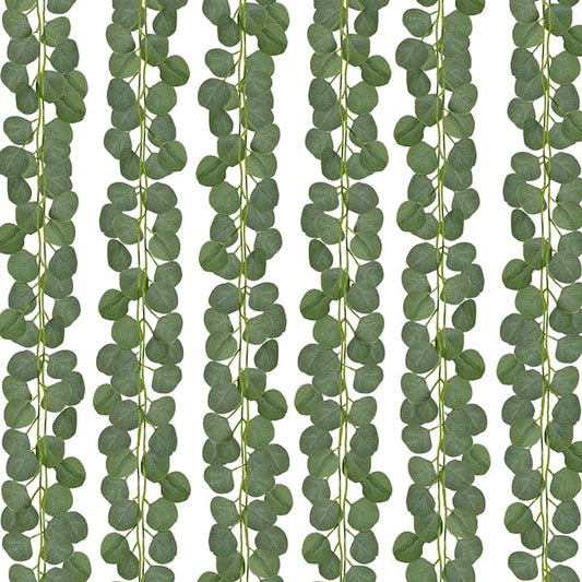 CQURE 120 Pack 840Ft Eucalyptus Garland,Artificial Eucalyptus Leaves Table Greenery Garland Wreath Vines for Wedding Party Table Fireplace Bedroom Wall Room Decor