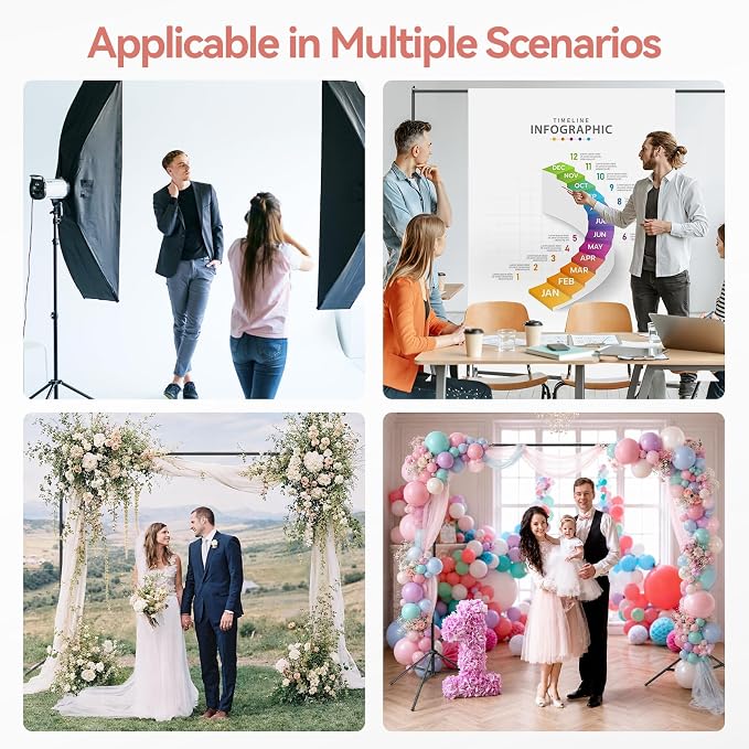 7 x 10 FT Photo Video Studio Backdrop Stand Kit, Photography Background Support System with 6.5 x 10FT Black, White Backdrop, Clamps, Sandbags and Carry Bag for Photoshoot, Portrait