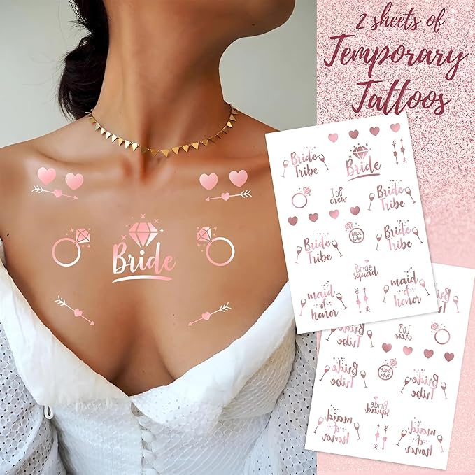 189 pc Premium Bridal Shower Party Decorations – Balloons, Bride to Be Sash, Veil, Headband, Backdrop, Props – Pink Bachelorette Party Decorations for Engagement, Rose Gold Bridal Shower Decorations