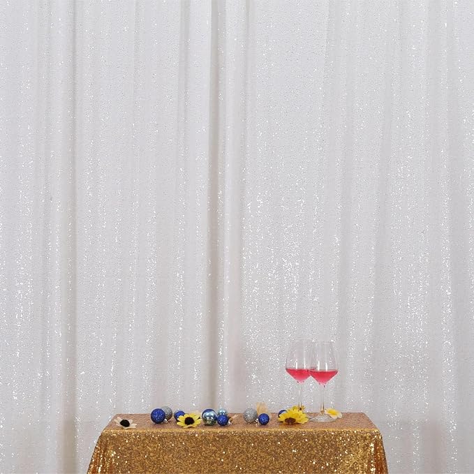 Poise3EHome White Sequin Backdrop, 20Ft x 10Ft Glitter Photography Background Curtains for Party Baby Shower Wedding Birthday Christmas Thanksgiving Halloween Decoration