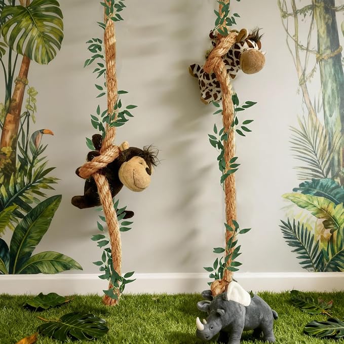 Suncalla Jungle Theme Party Decoration Jungle Vines Safari Leaf 6 ft Artificial Rattans Ivy Fake Vines Fake Leaves with Hemp Rope for Indoor Outdoor Forest Party Props Decor (Monkey Not Included)
