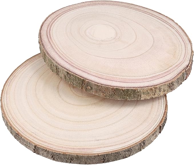 PINGEUI 12 Pack Wood Slices, 7-8 Inch Natural Wood Slices Circle Crafts, Round Rustic DIY Wooden Circle Crafts for Wedding Table Décor