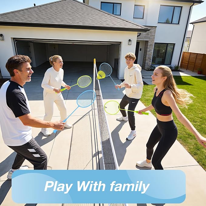 AboveGenius Badminton Rackets Set, Lightweight Badminton Set Includ 4/6 PCS Rackets, 6 Birdies, Outdoor Backyard Games, Racquets for Adults, Teens, Family Beginner