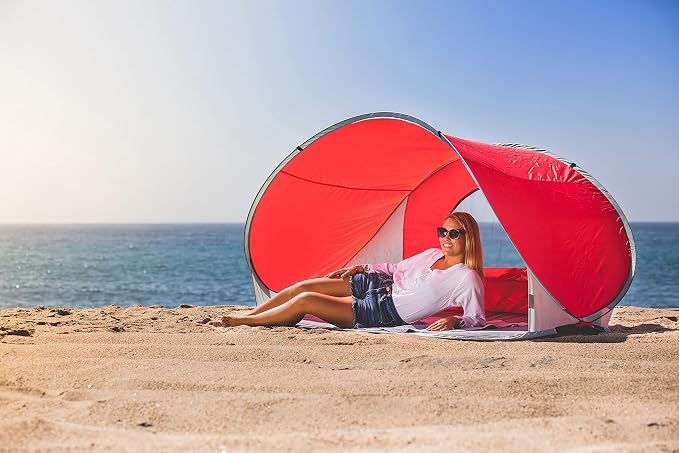 PICNIC TIME NCAA Georgia Tech Yellow Jackets Manta Portable Beach Tent, Pop Up Tent, Beach Sun Shelter Pop Up, (Gray with Black Accents)
