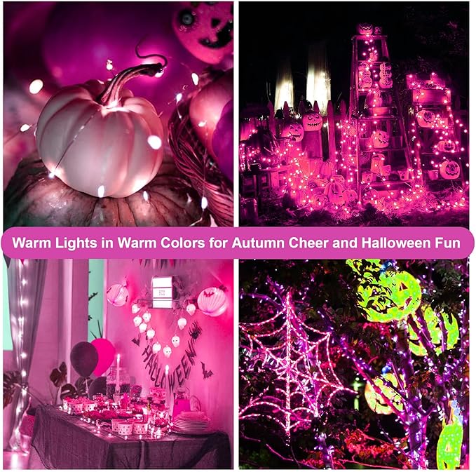 ZGWJ Fairy Lights Battery Operated, 100 Pack Twinkle String Lights 20 LED 7FT 3 Lighting Modes for Bedroom Decor, Easter, Halloween, Christmas, Party Indoor and Outdoor Decoration Pink