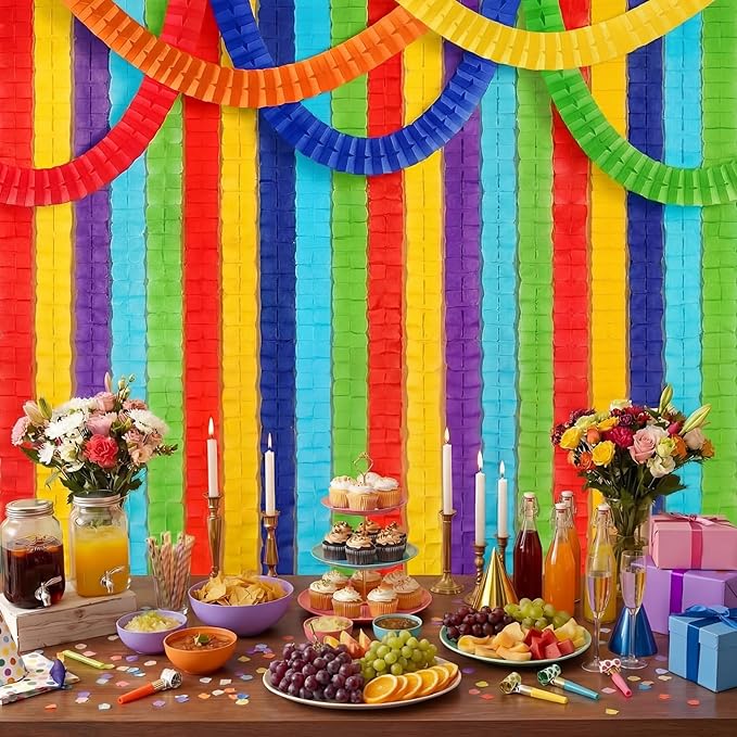 Epakh 12 Pcs Rainbow Colors Streamers Garland 9.84 ft Four Leaf Clover Paper Chain Garland Banner Party Decoration for Back to School Graduation Birthday Bridal Baby Shower Wedding Decor