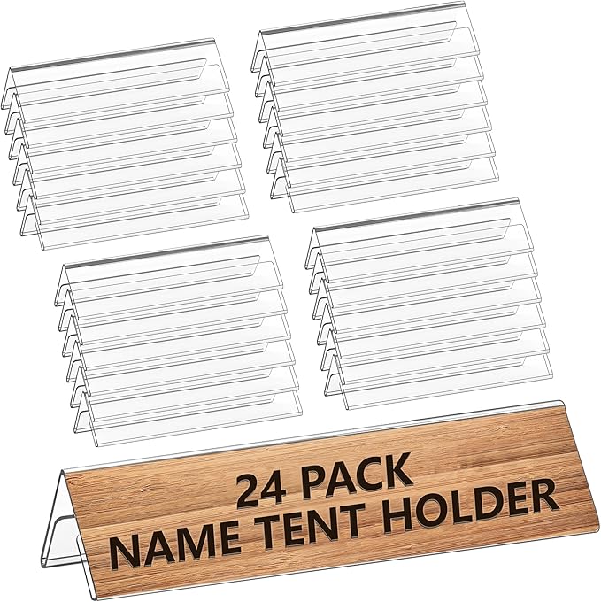 Dingelex acrylic name plate for desk clear table tents widely used table display for office metting school classroom 24 Pieces