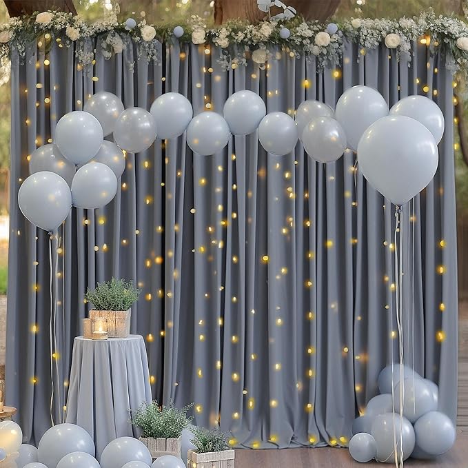 Charcoal Backdrop Curtain for Parties Wedding Wrinkle Free Silver Grey Photo Curtains Backdrop Drapes Fabric Decoration for Birthday Party Baby Shower 5ft x 8ft,2 Panels