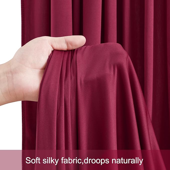 8 Panels Burgundy Backdrop Curtains for Wedding Party Wrinkle Free Backdrops Curtain Drapes Fabric Decorations Maroon Photo Back Drop for Baby Shower Photography Stage Reception 40ft(W) x 12ft(H)