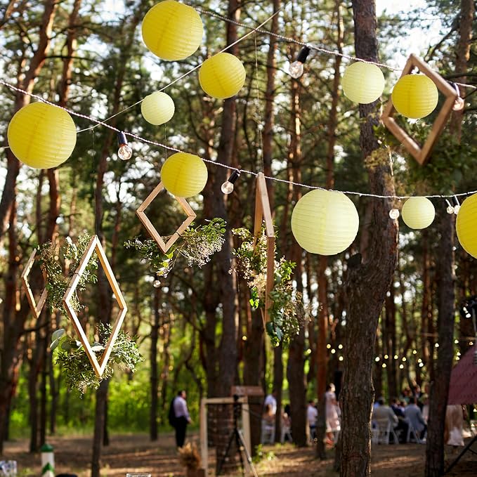 20Pcs Yellow Paper Lanterns Decorative, 6"8"10" Hanging Round Paper Lanterns Decorative for Bridal Shower Baby Shower Engagement Wedding Birthday Party