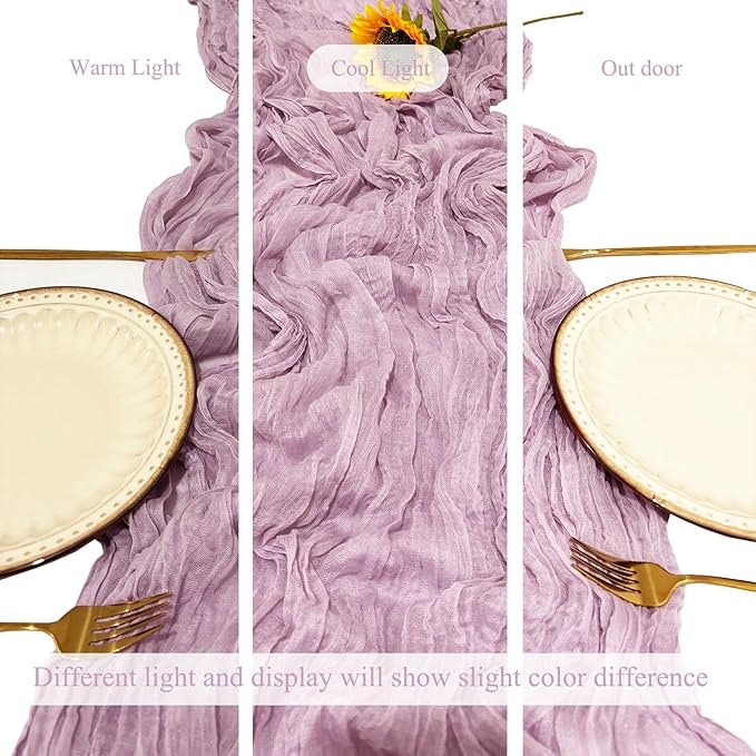 6Pack Lavender Cheesecloth Table Runner 10Ft Gauze Table Runner Lavender Cheese Cloth Table Runners Long Sheer Fabric Tablerunners for Wedding Party Bridal Shower Thanksgiving Christmas