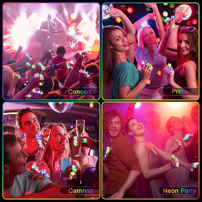 Party Favors 48 Pcs Light Up Rings, Glow In The Dark Party Supplies, 6 Style Flashing Glow In The Dark Rings for Adults & Kids, LED Ring for Birthday Party Favors, Concert, Raves, Halloween, Christmas